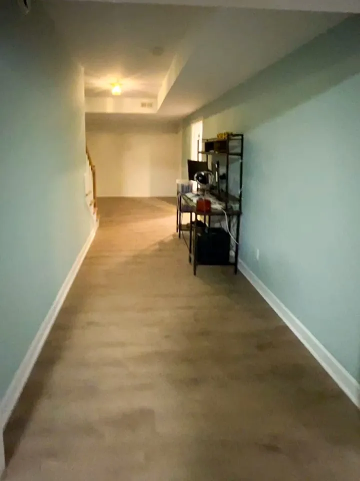 Updated hallway with light wood flooring and painted walls